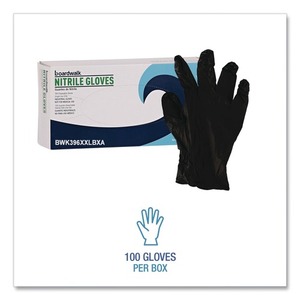 Gants de sécurité jetables Boardwalk série 396, 9,5 pouces. 4,4 mil, usage général, XX-large/noir, 1000/carton - Product Image 1