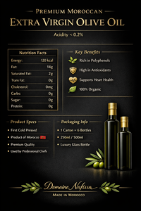 Huile d'olive extra vierge infusée au piment biologique marocain DOMAINE NAFISSA Souss Spicy Gourmet Luxury Durée de conservation de 18 à 24 mois - Product Image 2