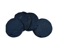 Lot de 4 sous-verres ronds en ardoise noire antidérapants, écologiques et classiques pour la cuisine (vente en gros)