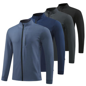 Veste de sport décontractée pour homme avec poche latérale zippée et col montant, couleur unie, logo avant - Product Image 3