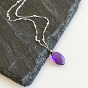 Collar con colgante de amatista púrpura en forma de lágrima, hecho a mano, de plata de ley 925, piedra de nacimiento de febrero, para uso diario, genuino Muse - Product Image 2