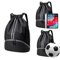 Sac à dos de sport en polyester imperméable pour homme, avec cordon de serrage, motif zippé, sac de sport en lin, sac à dos à cordon de serrage, vente chaude