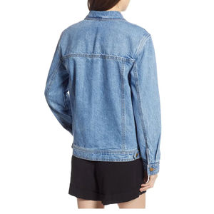 Veste universitaire à manches longues en toile respirante pour femme avec décoration de poche au design classique vieilli de longueur régulière - Product Image 4