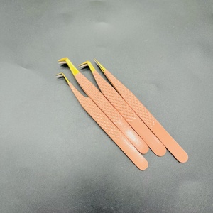 แหนบต่อขนตาปลายแหลมทองไฟเบอร์สแตนเลสด้ามจับเพชรเคลือบสีนู้ดรับการ OEM - Product Image 6