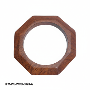 Handcrafted Hexagon Wooden Bangle Natural Brown Wood Geometric Statement Bracelet Minimalist Chunky Faceted <b>Wristband</b> for Women - Product Image 5