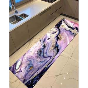 Alfombra de Mármol Dorado: Alfombra Decorativa Antideslizante con Diseño de Remolino Morado, Alfombra Suave con Pelo Corto - Product Image 5