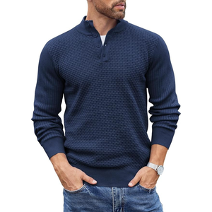 Suéter de Punto con Botones de Algodón Orgánico de Color Sólido a la Moda, Antiencogimiento, Antiarrugas, para Hombre, Invierno, Nuevo, Informal, Cálido - Product Image 4