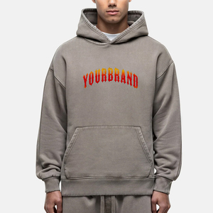 เสื้อฮู้ดดี้ผู้ชายแบบสวมหัว พิมพ์ลาย แขนยาว ผ้าคอตตอนผสมโพลีเอสเตอร์ 100%  ทรงโอเวอร์ไซส์  ลายพื้น  รับสกรีนโลโก้ตามสั่ง - Product Image 4