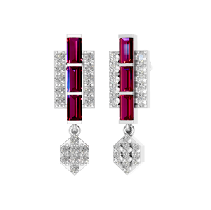 Boucles d'oreilles en diamant de rubis cultivées en laboratoire avec baguette moderne et élégante à la mode 950 platine OEM ODM personnalisé pour les mariages de fiançailles - Product Image 3