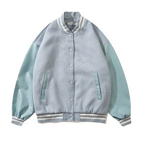 Chaqueta de estilo Letterman transpirable para mujer, ropa de abrigo elegante en color sólido - Product Image 1