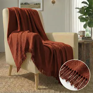 ผ้าคลุมโซฟาและผ้าคลุมไหล่ทรงสี่เหลี่ยมผืนผ้าลายเรียบเนียน ผลิตจากผ้าขนสัตว์/อะคริลิก ยี่ห้อเมอร์ลิน ทีวี ป้องกันการเกิดขุย เหมาะสำหรับใช้ในบ้าน - Product Image 1