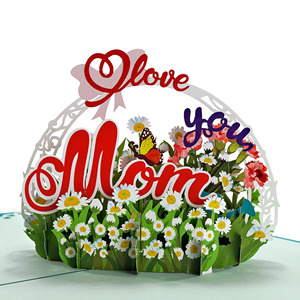 Vietnam Wholesale Custom Mother's Day with 3D Popup Greeting <b>Card</b> Daisies and Carnations to Love You Mom - Product Image 1