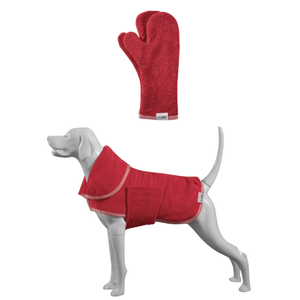 Peignoir pour animaux de compagnie Chiens et chats Séchage Peignoir et gant de toilettage Ensembles de bain double couche pour le toilettage et le bain des animaux de compagnie - Product Image 1