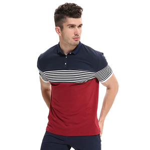Polo décontracté personnalisé à la mode, couleur unie rayée, vente en gros et à bas prix - Product Image 2