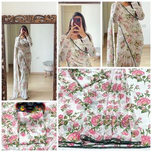 Indiase Ontwerper Orgenja Zijde <span class=keywords><strong>Saree</strong></span> Sari Blok Print <span class=keywords><strong>Saree</strong></span> Met Blouse Zijde Sari Voor Bruiloft En Speciale Gelegenheid In Bloemen