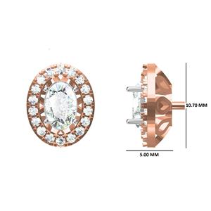 Attrayant boucles d'oreilles en diamant Halo ovale en or 10K 14K 18K Principes Options de bijoux de laboratoire - Product Image 2