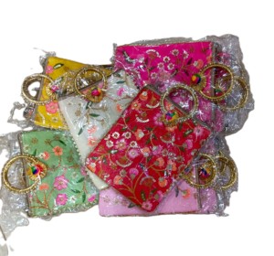 Ethnic Designer <b>Embroidered</b> Silk Women Potli <b>Bags</b> Gifting Potli with Zip & Bangle HandleTraditional ShagunReturnWedding Sangeet - Product Image 3