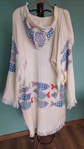 Albornoz con capucha turco de tela de muselina con estampado de piedra colorida para playa, Sauna, baño, hogar, Hotel, albornoz suave de secado rápido - Product Image 3