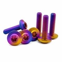 Baut Torx Kepala Tombol Berflens Titanium Alloy M10 Panjang 40-80mm Anodized Pelangi