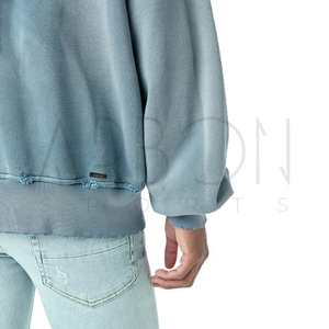 Nouvel arrivage de bon fournisseur pour les hommes Pull streetwear à épaules tombantes Personnalisé Brodé Vintage Polaire Acid Wash Hoodies - Product Image 5