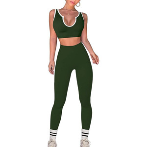 Elegante conjunto de yoga naranja Top corto y polainas de pijama transpirable ropa de fitness sin costuras para mujeres - Product Image 1