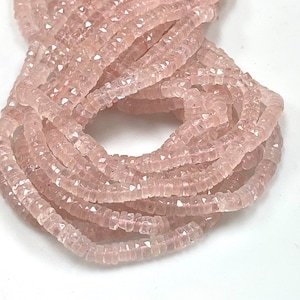 Cuentas facetadas de piedras preciosas de cuarzo rosa, cuentas de forma redonda, Tamaño 7-8mm, hebra de cuentas, piedras preciosas sueltas para hacer joyas, cuentas de corte - Product Image 3