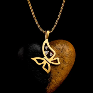 925 Sterling Silver <b>Gold</b> Vermeil Rhodium Plated Ferkos Butterfly Charm Pendant CZ Insects <b>Necklace</b> Dainty Minimalist Nature - Product Image 1