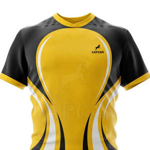 Camisetas de tamaño personalizable conjuntos de uniformes de rugby de tela transpirable cómoda de Color sólido de moda fabricados en Pakistán - Product Image 4