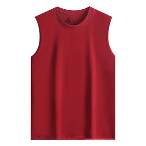 Logo personnalisé OEM broderie imprimé Summer230g gilet pur coton pour hommes couleur unie col rond sans manches T-shirt pour hommes - Product Image 2