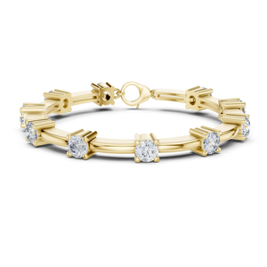 Bracelet tennis à diamants de laboratoire taille ronde DEF VVS 5.60 CTW en or jaune 14K, bijoux de mariage personnalisés, vente en gros OEM - Product Image 4