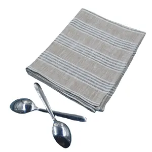 Kitchen Tea Towels Pure Linen Tea Towel Weaving Stripe Linen Tea Towels 100% Woven Linen Fabric