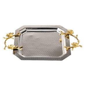 Luxe moderne élégant argent plateau concepteur poignée décor à la maison article de cadeau pour noël mariage luxe moderne métal artisanat - Product Image 1