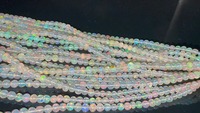 Perles rondes lisses en opale naturelle d'Éthiopie de haute qualité AA, 5 mm/6 mm, certifiées par une tierce partie, provenant d'Éthiopie, pour la fabrication de bijoux