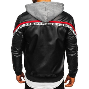 Leather <b>Jacket</b> Bomber <b>Jacket</b> OEM Custom Design Windbreaker <b>Zip</b> <b>up</b> <b>Jacket</b> Custom Logo Vintage for Men Hoody Sty - Product Image 2