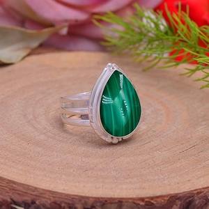 Lujoso anillo hecho a mano, piedra preciosa de malaquita, anillo de plata para niñas, anillo de piedras preciosas, joyería de plata de ley 925, sello de plata de ley 925 - Product Image 3