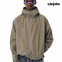 Veste coupe-vent pour homme Cbydo avec logo personnalisé, légère, surdimensionnée, à fermeture éclair intégrale, résistante au vent et à l'eau