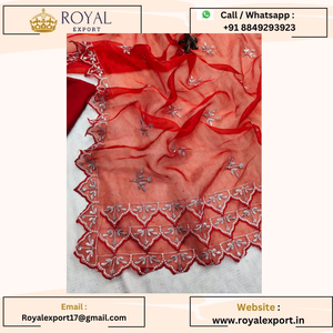 Organza Soie Beau Fil Broderie et Séquence Travail Saree Avec Mono Diamant Chemisier En Soie - Product Image 5