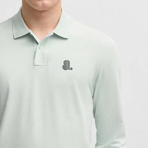 Camiseta de Fibra de Bambú Transpirable Informal Sólida para Hombre de la Mejor Calidad con Tapeta de Dos Botones, Tela Jersey Estampada Personalizada - Product Image 5