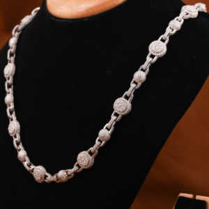 Cadena de eslabones de bola cubana Iced Out Fine 925 Sterling Silver Chapado en oro Joyería para el cuerpo Moissanite Cut Diamond Hip Hop Rapper Style - Product Image 4