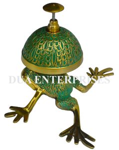 Antique Brass Bell Indoor Decor Solid Metal Rounded Design Polished Christmas Decorative <b>Crafts</b> for Office <b>Desk</b> Metal <b>Crafts</b> - Product Image 2