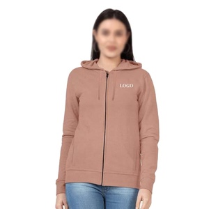Sweat à capuche décontracté pour femme, tricoté, avec fermeture éclair, manches longues, en coton, hiver, personnalisable avec logo, vente en gros, le plus vendu - Product Image 1