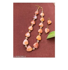 Collier en forme de coeur en résine époxy acrylique avec boucles d'oreilles ensemble plaqué or bijoux de mode accessoires cadeau pour filles et femmes - Product Image 3