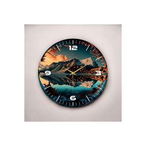 Colorful Print <b>50cm</b> Wooden Table <b>Wall</b> <b>Clock</b> Mountain Nature Pattern Number Gift Silent Product Category - Product Image 1