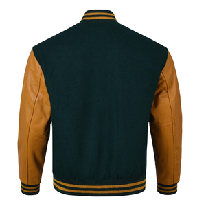 Logotipo personalizado Vintage Streetwear hombres PU cuero béisbol Varsity Letterman chaqueta Casual tejido trabajo chaqueta para invierno OEM personalizado - Product Image 6