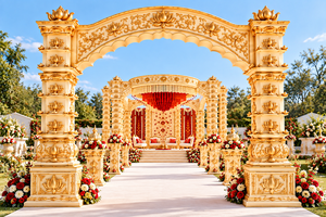 Mandap de Boda Tradicional Indio de Madera con Pilares Diya, Mandap de Boda Hindú Asiático, Fabricante Premium de Mandaps de Boda para EE. UU. - Product Image 5