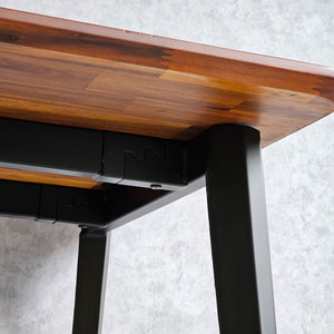 Mesa de Comedor Rectangular de Diseño Industrial 160x80cm de Madera de Acacia con Patas de Hierro, Requiere Ensamblaje BA68169 - Product Image 6