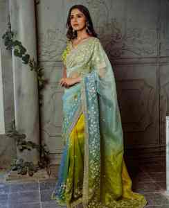 New Arrival Premium Quality Pure Soft Organza Silk Saree Blouse With <b>Prism</b> Designs and Heavy Embroidery Panel Work Woman Fashion - Product Image 2
