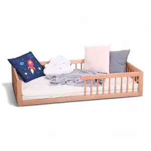 Floating Solid Mahogany Wooden Baby Bed in Easy Assembly and Safety Kids Bed Simple Baby Crib Bed for Baby Furniture