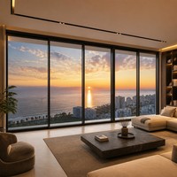 Schwarzes Aluminium-Schiebefenster Doppelt Verglast Gehärtetes Glas Horizontales Schiebefenster Modern Minimalistisch