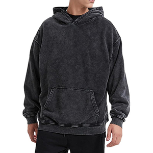 Sweat à capuche lourd coton éponge française vintage lavé à l'acide personnalisé épaule tombante pull à capuche surdimensionné sweat hommes - Product Image 1